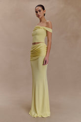 Irene Gathered Knit Maxi Skirt - Lemon